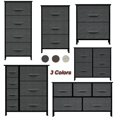 $44.99 • Buy Chest Of Fabric Drawers Dresser 3/4/5/7 Bins Furniture Bedroom Storage Organizer