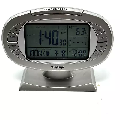 Sharp Digital Atomic Alarm Clock Temperature Day Date Snooze Light 12/24 Hr • $15.64