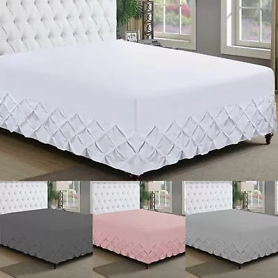 Extra Deep Pintuck Fitted Valance Sheet Bed Sheets Single Double King Size • £11.99