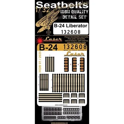 HGW 1/32 132608 B-24 Laser Cut Seatbelts W/photo Etch Buckles • $17