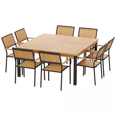 Gardeon 8-seater Outdoor Furniture Dining Chairs Table Patio 9pcs Acacia Wood • $1187.48