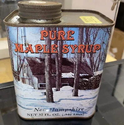 Pure Maple Syrup New Hampshire  1984 Tin Litho New England Container Co VT Empty • $9.95