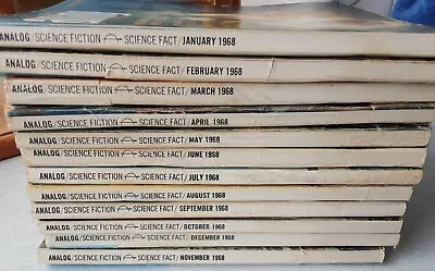 Vintage 1968 ANALOG Science Fact Fiction USA American MAGAZINE - All 12 Editions • £7.99