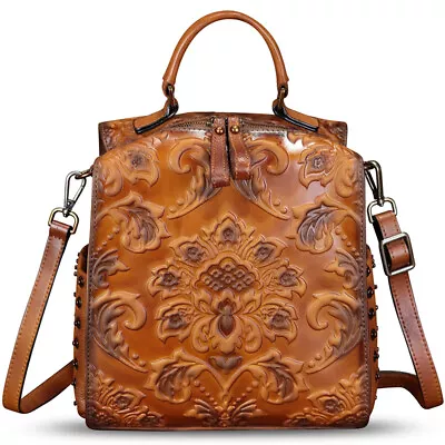 Genuine Leather Vintage Women Backpack Purses Satchel Shoulder Bag Crossbody Bag • $155