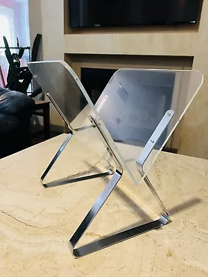 Vintage MCM Lucite Acrylic Chrome Magazine Rack Milo Baughman Mid Century Modern • $125