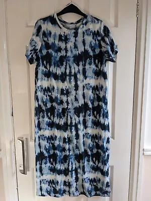 Womans Red Herring Blue Tie Dye Loose T Tee Shirt Long Maxi Dress BNWT UK 12 • £7.99