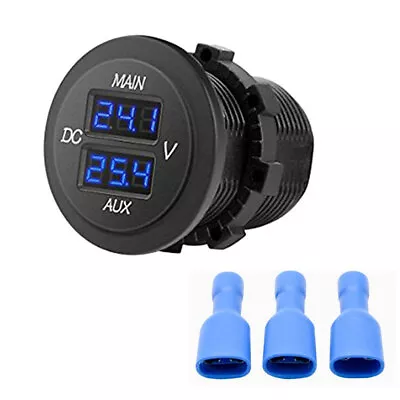 Car Boat RV AUX LED Dual Voltmeter Voltage Gauge Battery Monitor Panel 12V 24V • £11.35