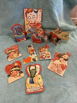 Vintage Valentine LOT Of 10- 1940s & 50 Dogs Children Elephant Indians • $10