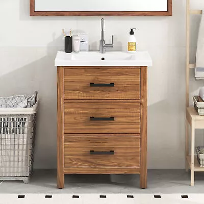 24'' Bathroom Vanity With Ceramic Basin Sink Modern Bathroom Storage Cabinet • $329.07