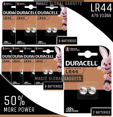 Duracell LR44 Battery AG13 357 A76 RW82 L1154 SR44 AG 13 Coin Cell Batteries • £3.69