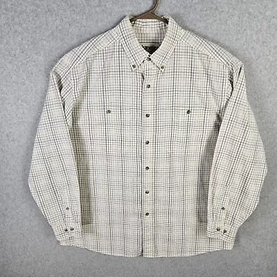 Wrangler Rugged Wear Button Down Shirt Mens XL 17 White Blue Check Cowboy Work • $8.99