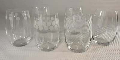 Mikasa Cheers Stemless Wine Glasses Set (6) Lead Free Crystal New Etched Designs • $59