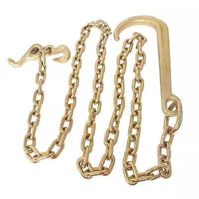 For GRADE 70 Wrecker Tow Chain 5/16 X 8 FT 15  Axle J Hook Hook Rollback Carrier • $34.60