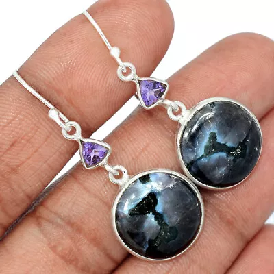 Natural Mystic Merlinite Crystal & Amethyst 925 Silver Earrings Jewelry CE14816 • $14.99