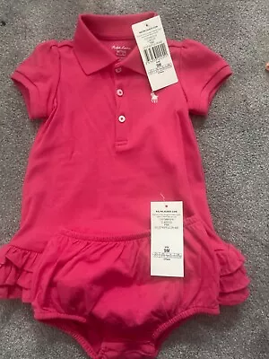 Polo Ralph Lauren Baby Pink Oxford Dress Size 9 Months 2 Pieces New • £32