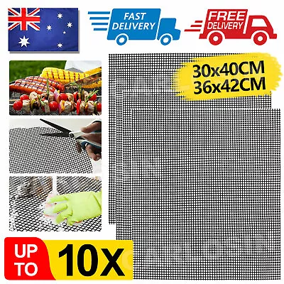 1/3/6/10 X Charcoal BBQ Grill Mesh Mat Non-Stick Cooking Barbecue Liner Sheet AU • $6.45