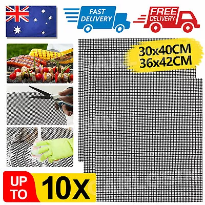 1/3/6/10 X Charcoal BBQ Grill Mesh Mat Non-Stick Cooking Barbecue Liner Sheet AU • $6.85