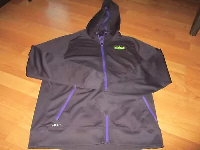 Nice Mens Nike Dri Fit Lebron James Black/purple Full Zip Hoodie Size L Large • $24.99