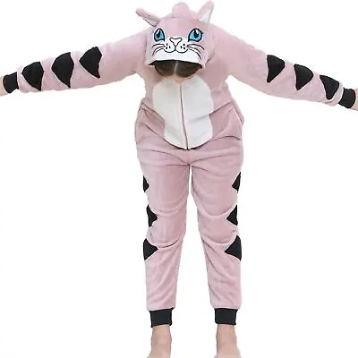 £14.99 • Buy Boys Girls Fleece A2Z Onesie One Piece Jumpsuit Dusty Pink Cat Pyjamas For Kids