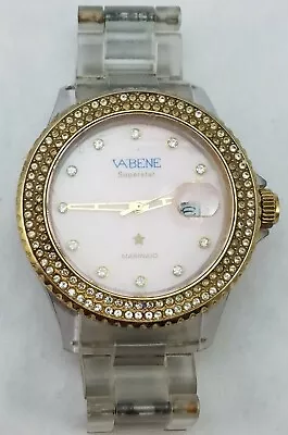 Vabene Superstar Clear Gold W/Rhinestone Bezel Luxury Italian Pink Dial Watch • $19.99