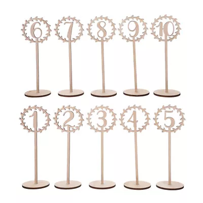  10 Pcs Tall Table Number Holders Wedding Decor Wooden Seat Sign Plate • £10.65