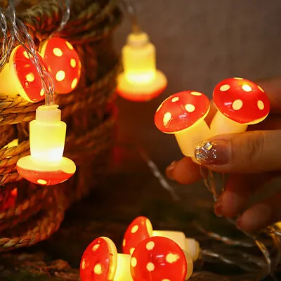 Mushroom Led String Fairy Lights Birthday Party Wedding Garden Decor USB BATTERY • £5.40