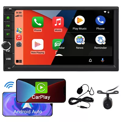 7  Car Radio Apple/Andriod Carplay BT Car Stereo Touch Screen Double 2Din+Camera • $44.99