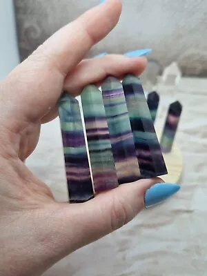 £5 • Buy 1 Rainbow Fluorite Tower - Purple Green Blue - See Photos - 5.5cm - Beautiful