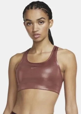 Nike Icon Racerback Med Impact Sports Bra Metallic Shine Pink Size Small S NWOT • $19.99