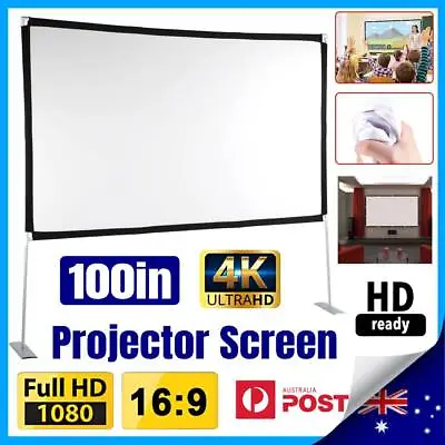 $62.88 • Buy Foldable Screen With Stand 100 Inch Indoor Outdoor Movie Projection Screen 16:9