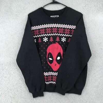 $11.99 • Buy Marvel Sweater Womens Medium Black Deadpool Christmas Graphic Pullover 23093