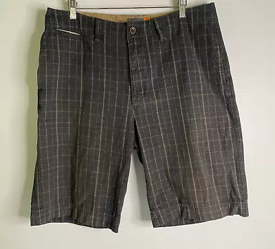 Vintage Quiksilver Men's 36 Cotton Faded Black Brown Plaid Chino Shorts Surf • $40