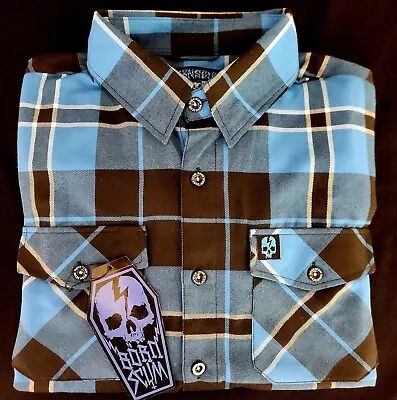 Born Scum Hittin Switches Flannel Blue/Black/White Men's Large W/Tag *Sold Out* • $59.99