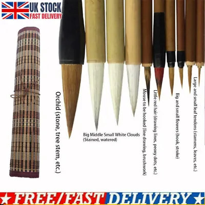 £12.69 • Buy 10Pcs/Set Bamboo Traditional Chinese Calligraphy Brush For Writing And Painting