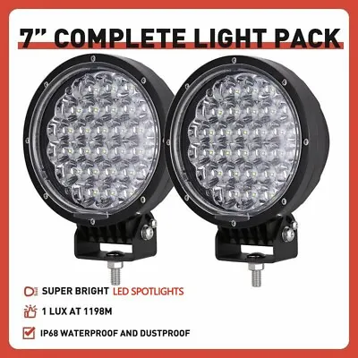 Slim 7inch LED Driving Lights Spot Pair Round Black Offroad 4x4 Truck Fog Lamps • $87.97