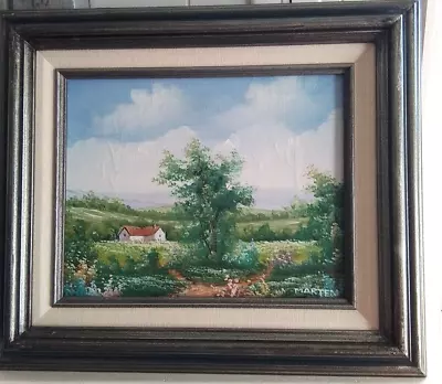 Oil Painting By MARTEN Gardens Thatched Cottage 15 X12  Framed Retro • $89