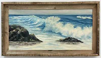 Vintage 60s Honolulu Hawaii Plein Air Impressionism Rock Wave Seascape Painting • $500