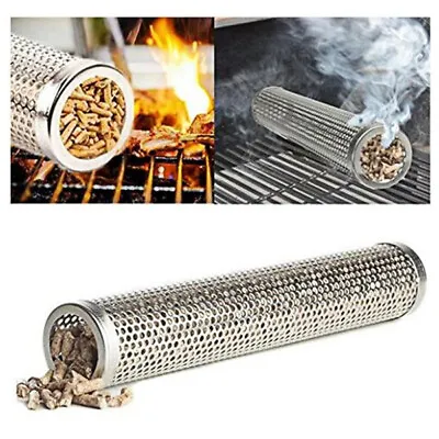 Stainless Steel BBQ Grill Smoker Box Tube For Wood Pellet Pipe Smoking Meat • $13.97