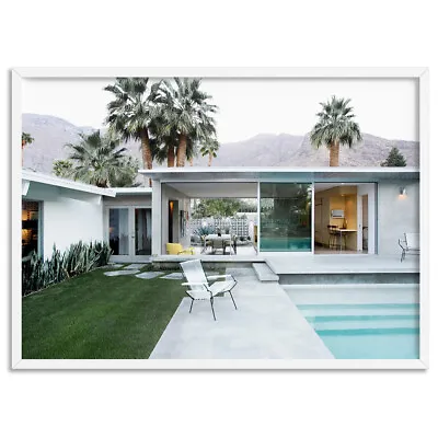 Palm Springs Pool View Poster. Southern California Home Retro Wall Art | DTR-88 • $22.95