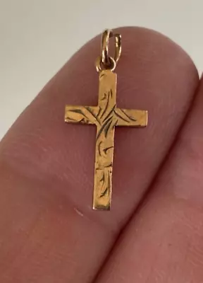 Small Vintage 9ct Gold Cross Pendant / Charm • $75.19
