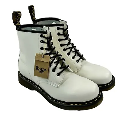 Dr. Doc Martens Boots 1460 Combat Ladies 11 Men 10 White Leather Lace 8-Eyelet • $79.95