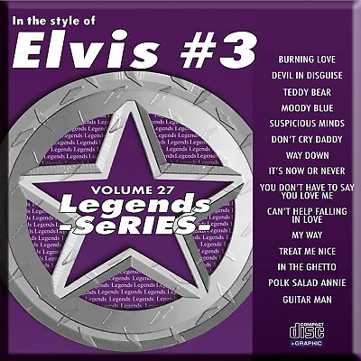 ELVIS #3 LEGENDS SERIES VOL-27 KARAOKE CD+G 15 HITS NEW IN PLASTIC W/PRINT • $12.99