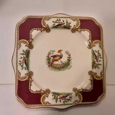 Myott Staffordshire Chelsea Bird Red Square Luncheon Plate England -RARE • $39