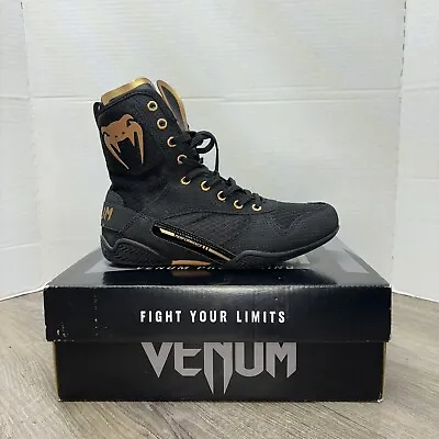 Venum Elite Boxing Shoes – Black/Bronze - 38.5 US Size 6.5 Men's 03681 • $79.99