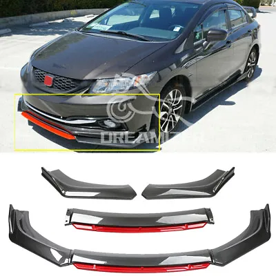 For Honda Civic MK9 MK8 2005-2015 Carbon Fiber Front Bumper Lip Spoiler Splitter • £59.04