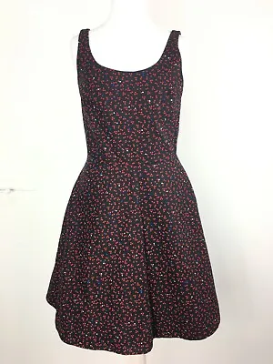 Gap Black Constellation Dress Galaxy Space Red White Blue Stars FitFlare US2 UK6 • £27.99