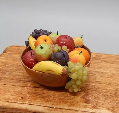 Vintage OOAK Hand Sculpted Fruit In Copper Bowl Artisan Dollhouse Miniature 1:12 • $19.99