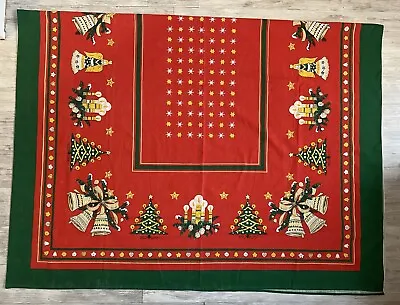 Christmas Vintage Swedish Tablecloth 86x58.5 Inches • $45