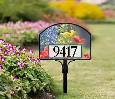 Yard Design Address Marker House Number Magnetic Sign GOLDFINCH Poppy NEW 💗tw • $17