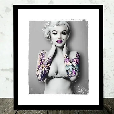 Marilyn Monroe Purple Lips Tattooed ART Poster Sexy Pinup 11x8.5  • $13.50